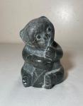 Hand-Carved Soapstone Bear Eating Sculpture