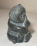 Hand-Carved Soapstone Bear Eating Sculpture
