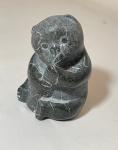 Hand-Carved Soapstone Bear Eating Sculpture