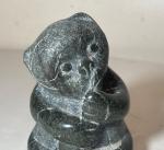 Hand-Carved Soapstone Bear Eating Sculpture