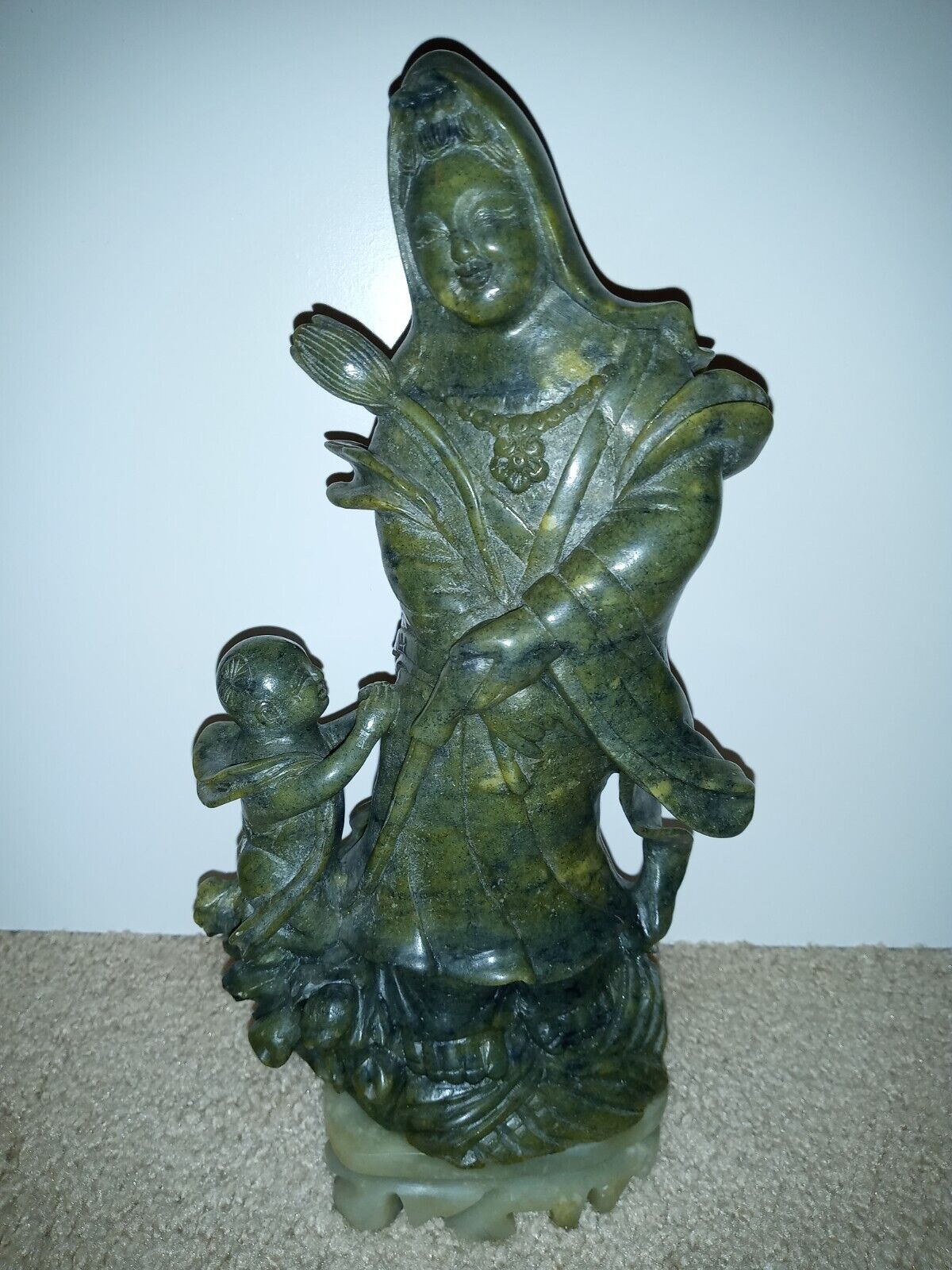 Chinese Soapstone Carved Kwan Yin Statue - Vintage