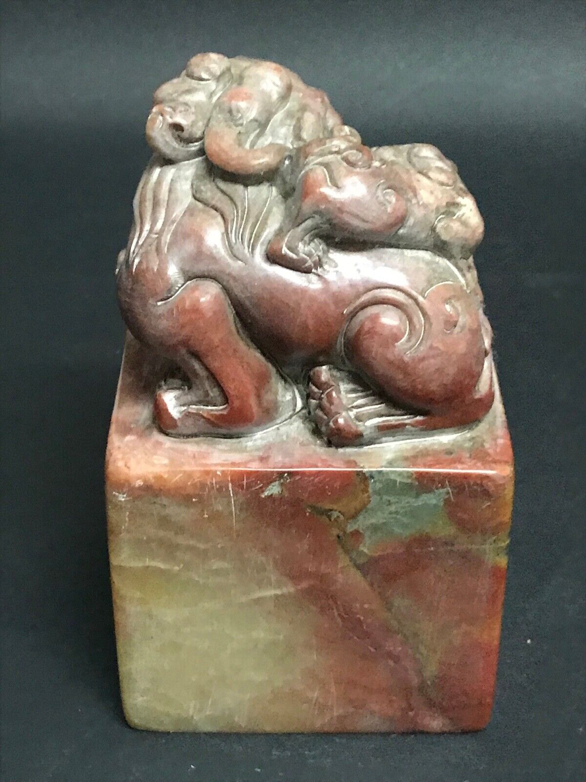Chinese Soapstone Carved Seal with Foo Dog