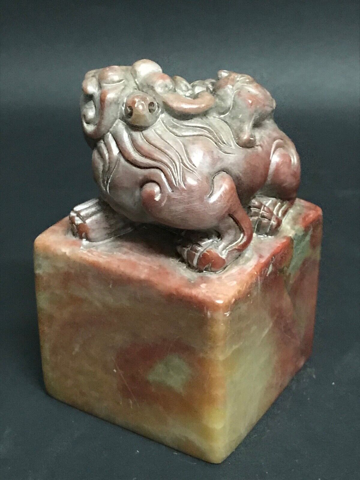 Chinese Soapstone Carved Seal with Foo Dog