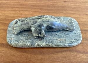Vintage Inuit Hand-Carved Green Soapstone Seal