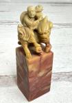 Carved Soapstone Seal with Mythical Creature Rider