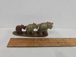 Elephant Family Soapstone Carving Figurine