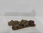 Elephant Family Soapstone Carving Figurine