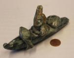 Inuit Soapstone Kayak Carving with Seal - 5.75