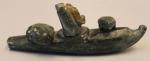Inuit Soapstone Kayak Carving with Seal - 5.75