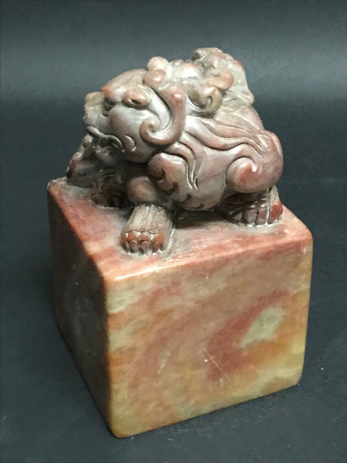 Chinese Soapstone Carved Seal with Foo Dog