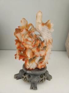 Hand-Carved Vintage Chinese Soapstone Phoenix Sculpture
