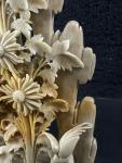 Hand-Carved Soapstone Birds and Flowers Sculpture