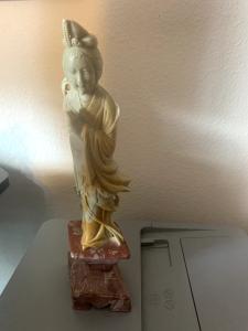 Elegant Hand-Carved Vintage Asian Woman Figurine