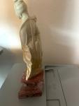 Elegant Hand-Carved Vintage Asian Woman Figurine