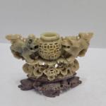 Hand-Carved Chinese Soapstone Foo Dog Incense Burner