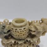 Hand-Carved Chinese Soapstone Foo Dog Incense Burner