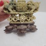 Hand-Carved Chinese Soapstone Foo Dog Incense Burner