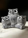 Wolf Family Owl Soapstone Carving - 2.75”