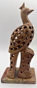 10" Vintage Soapstone Peacock with Cobra Detail