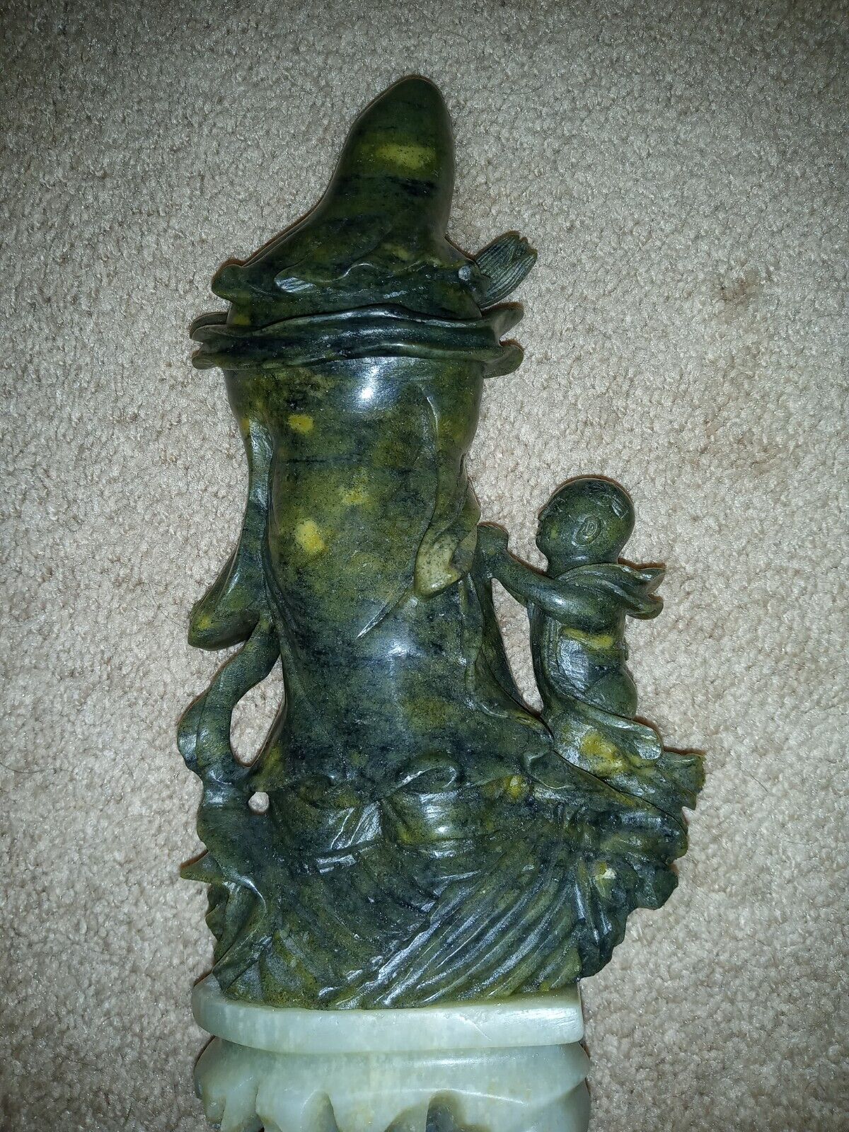 Chinese Soapstone Carved Kwan Yin Statue - Vintage