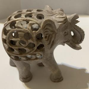 Mother Elephant Soapstone Carving with Baby Inside