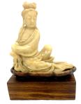 Chinese Soapstone Guanyin Sitting Figure Sculpture