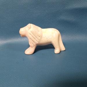 Pink Soapstone Lion Figurine - Vintage Hand Carved