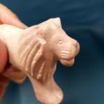 Pink Soapstone Lion Figurine - Vintage Hand Carved