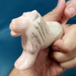 Pink Soapstone Lion Figurine - Vintage Hand Carved