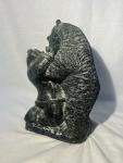 12” Wolf and Bear Inuit Soapstone Carving