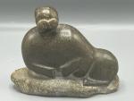 Vintage Inuit Soapstone Walrus Seal Sculpture 5