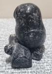 Owl on Log Soapstone Figurine with Wolf Eyes