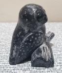 Owl on Log Soapstone Figurine with Wolf Eyes