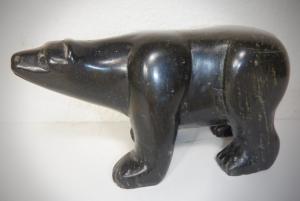 Alaskan Black Soapstone Bear Sculpture, 5.5