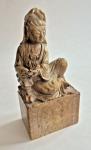 Seated Guanyin Soapstone Carving Buddha Statue