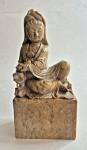 Seated Guanyin Soapstone Carving Buddha Statue