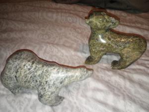 Large Signed Polar Bear Soapstone Carving