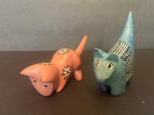 Hand Carved Soapstone Cat Figurines from Kenya