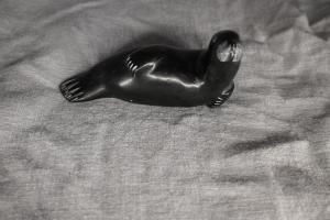 Inuit Seal Soapstone Sculpture - Hand Carved Art