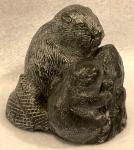 Wolf Black Soapstone Beaver Sculpture from Canada