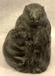 Wolf Black Soapstone Beaver Sculpture from Canada