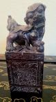 Large 8" Foo Dog Lion Soapstone Bookends