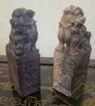 Large 8" Foo Dog Lion Soapstone Bookends