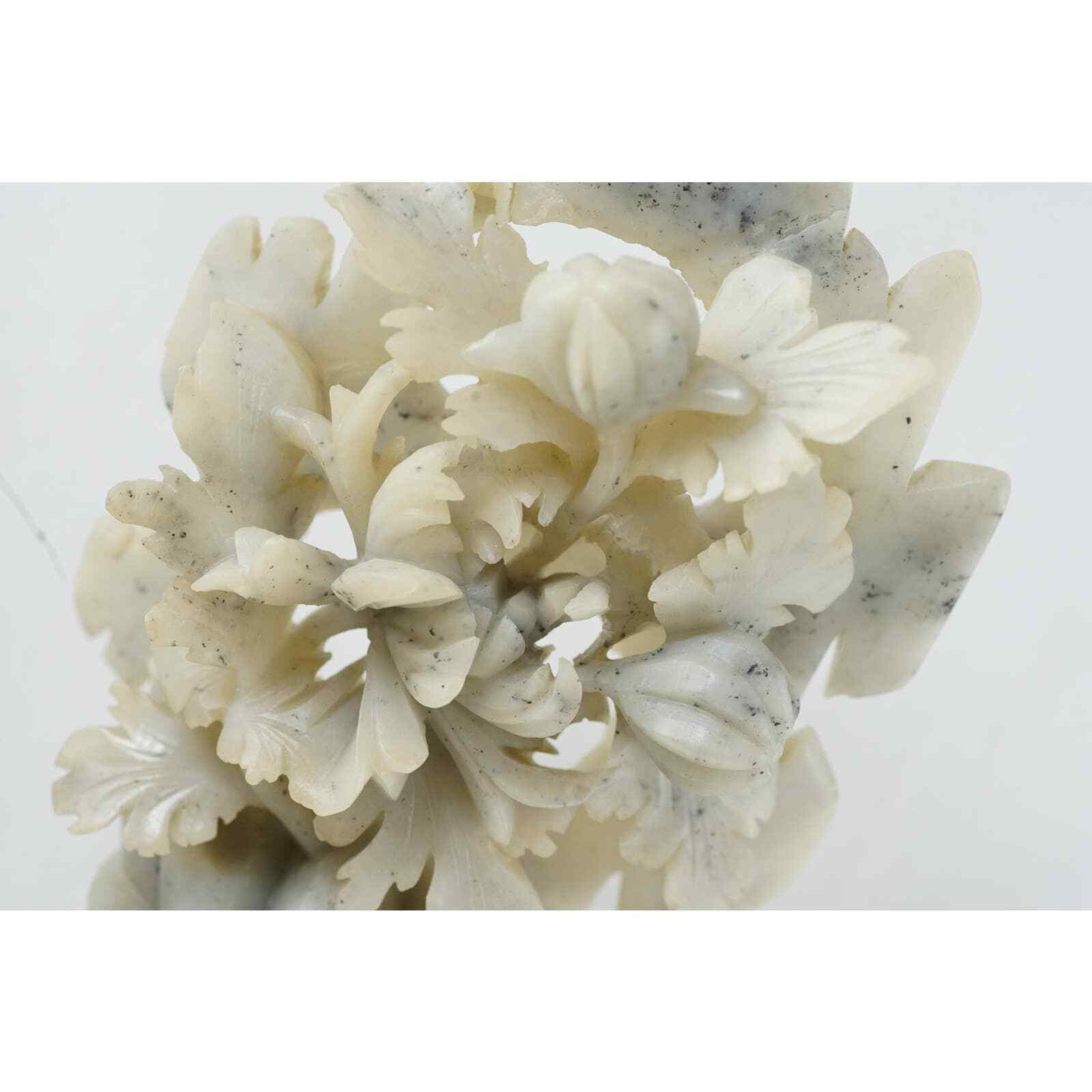 Hand Carved Chinese Soapstone Lotus Flower Sculpture