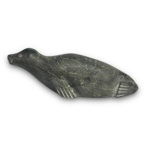 Eskimo Seal Soapstone Art Sculpture