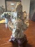 8” Chinese Soapstone Chrysanthemum Flower Sculpture