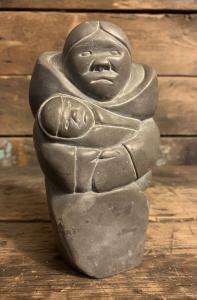 Inuit Soapstone Carving of Mother and Baby
