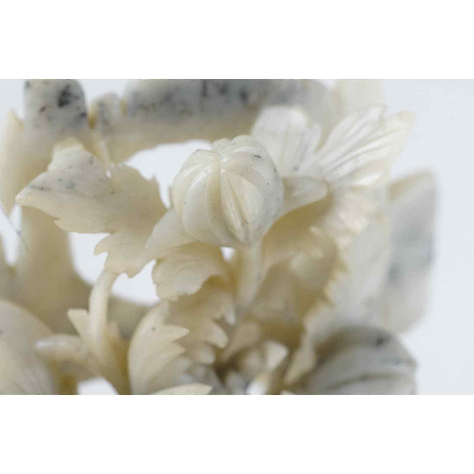Hand Carved Chinese Soapstone Lotus Flower Sculpture