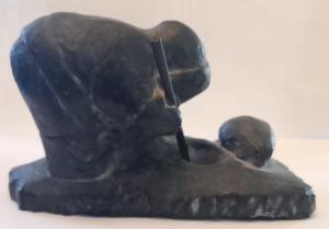 Inuit Ice Fishing Seal Soapstone Figurine