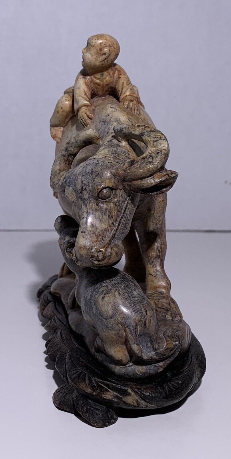 Qing Chinese Soapstone Carving - Boy with Water Buffalo